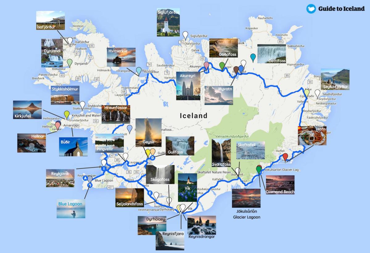Iceland tourist attractions map